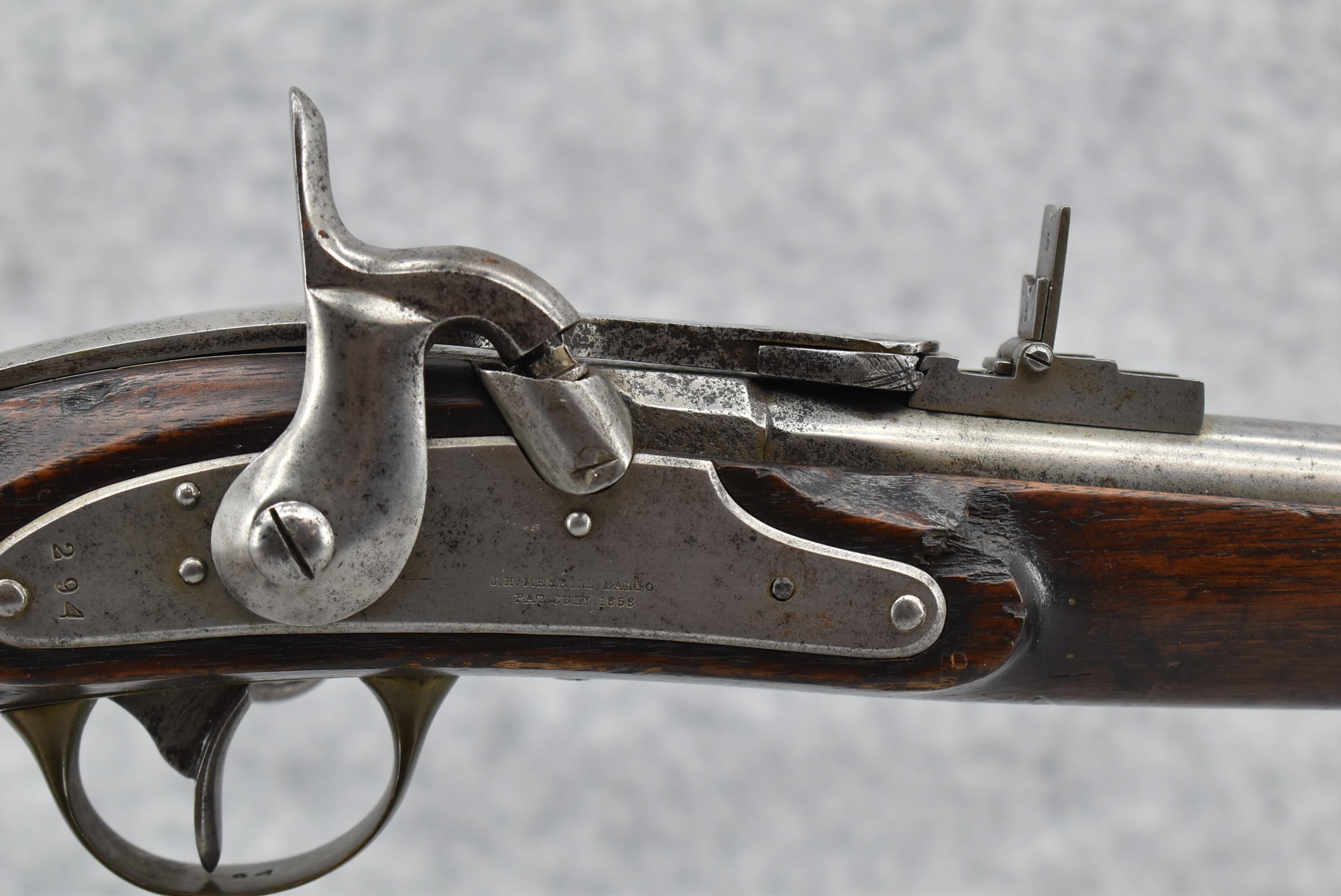 J.H. Merrill (Baltimore) – Serial #294 – 54 Cal. Breech Loading Percussion Carbine – Great Low Seria