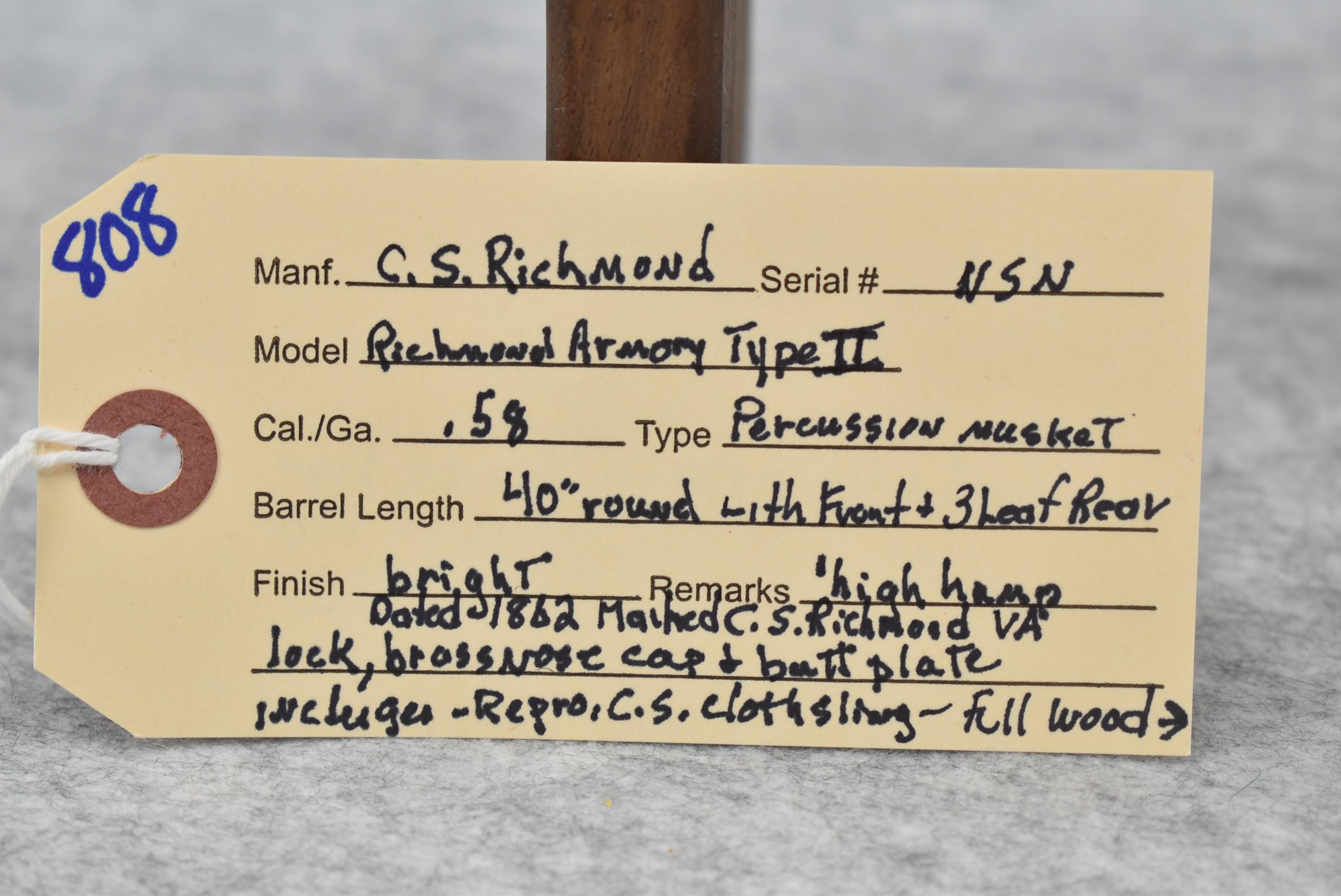 C.S. Richmond – Richmond Armory Type II – 58 Cal. Percussion Musket