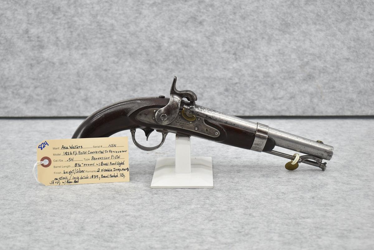 A. Waters – Mod. 1836 – 54 Cal. Converted to Percussion Pistol