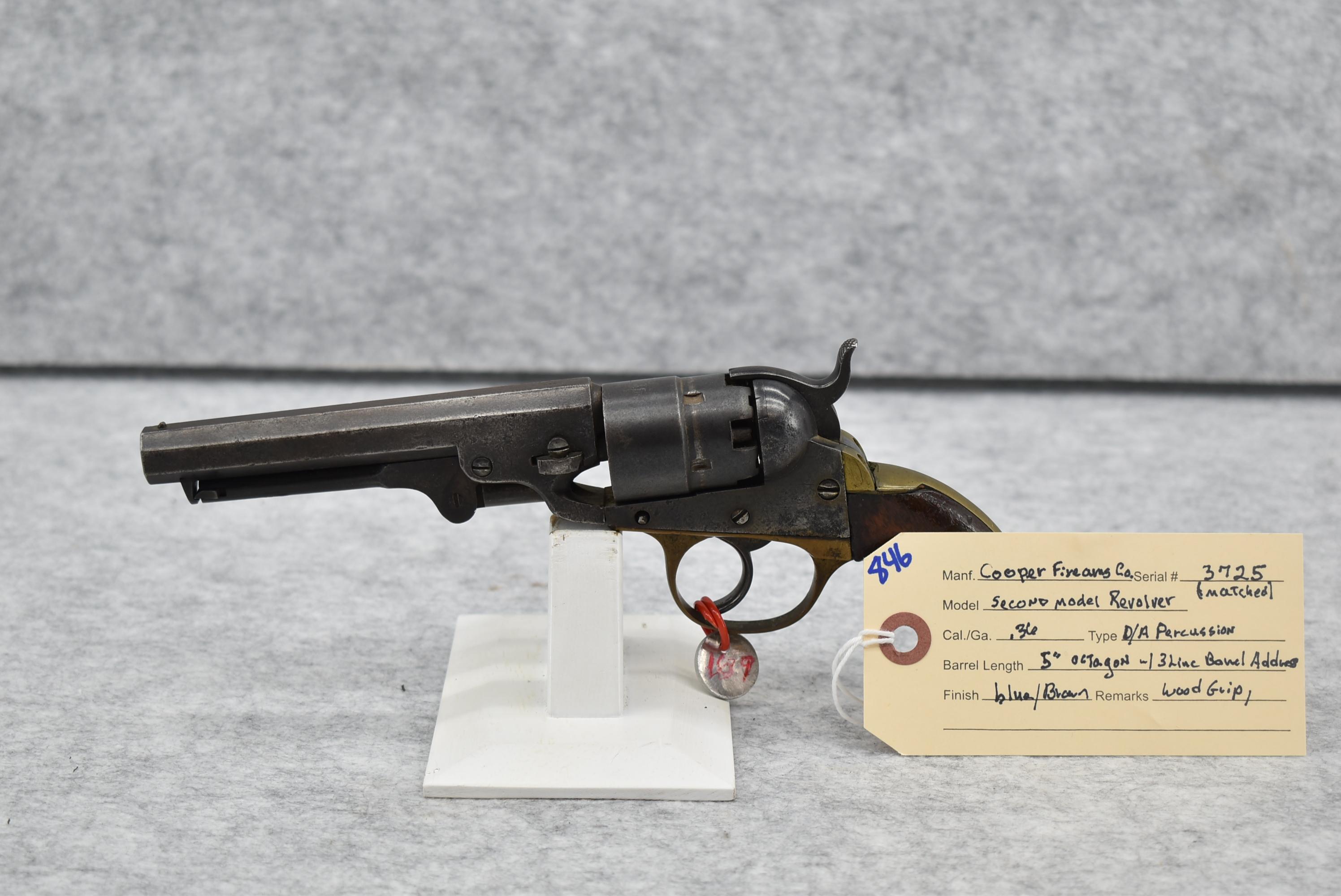 Cooper Firearms Co. – Second Model Revolver – 36 Cal. Double Action Percussion Revolver