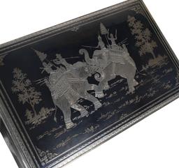 SIAM Sterling Niello Tobacco Humidor Box