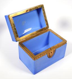 Opaline Glass Dresser Vanity Jewelry Box