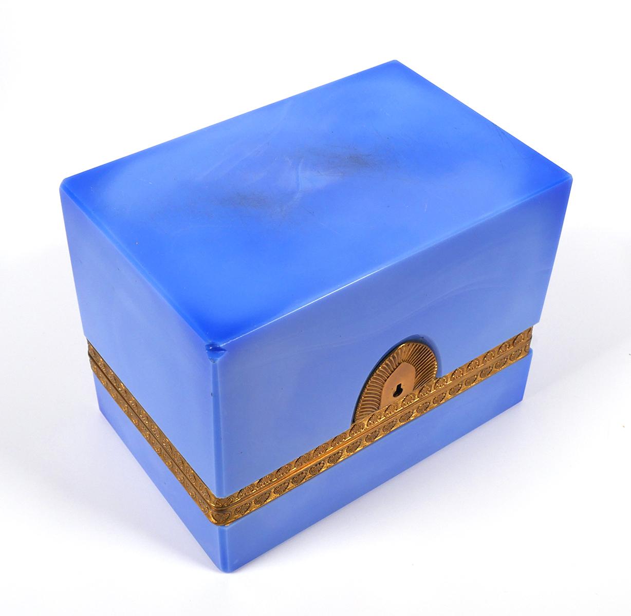 Opaline Glass Dresser Vanity Jewelry Box