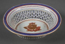 Chinese Export American Flag Eagle Pierced Bowl