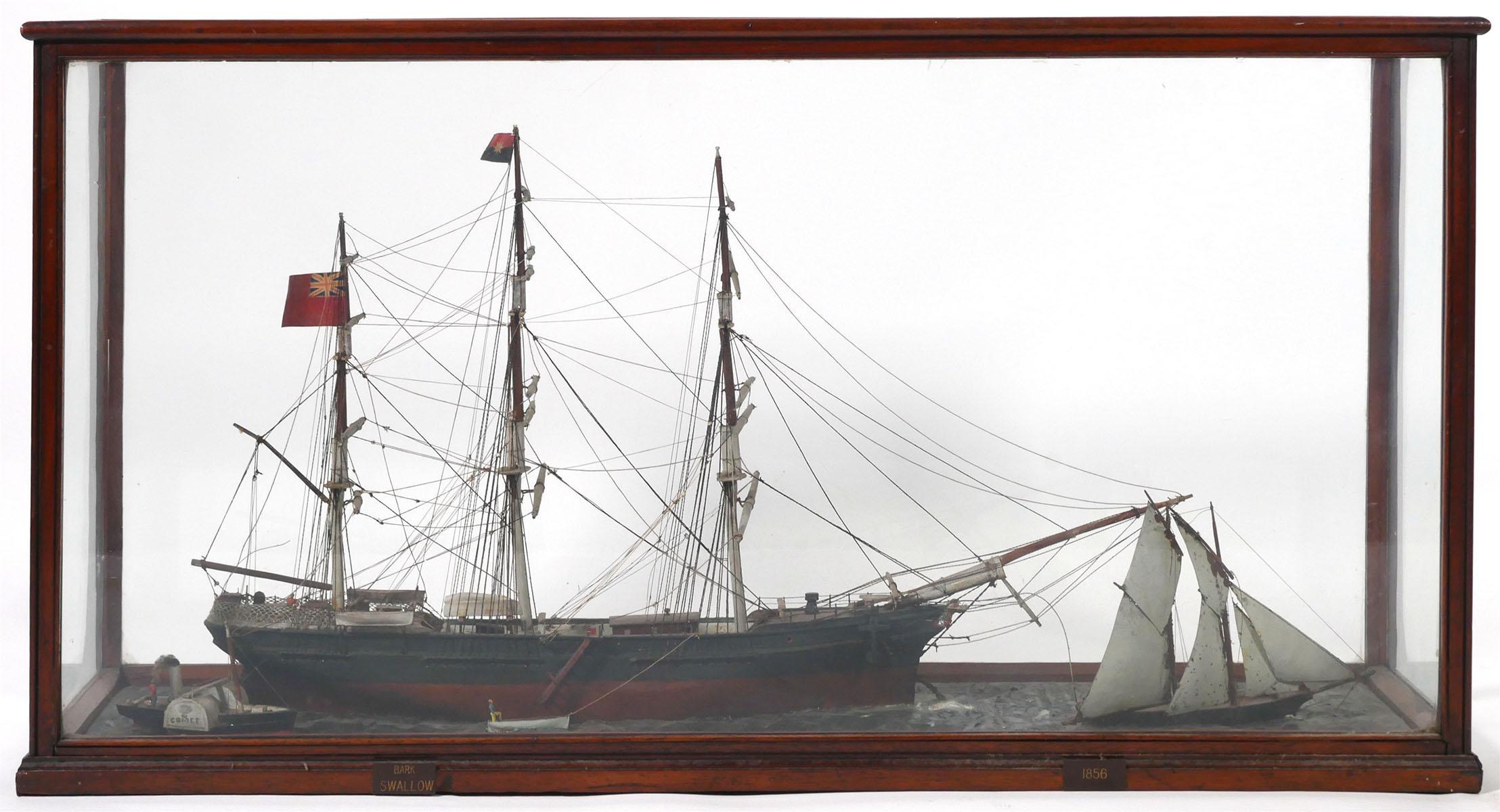 ANTIQUE Ship Model Whaling Bark "Swallow"