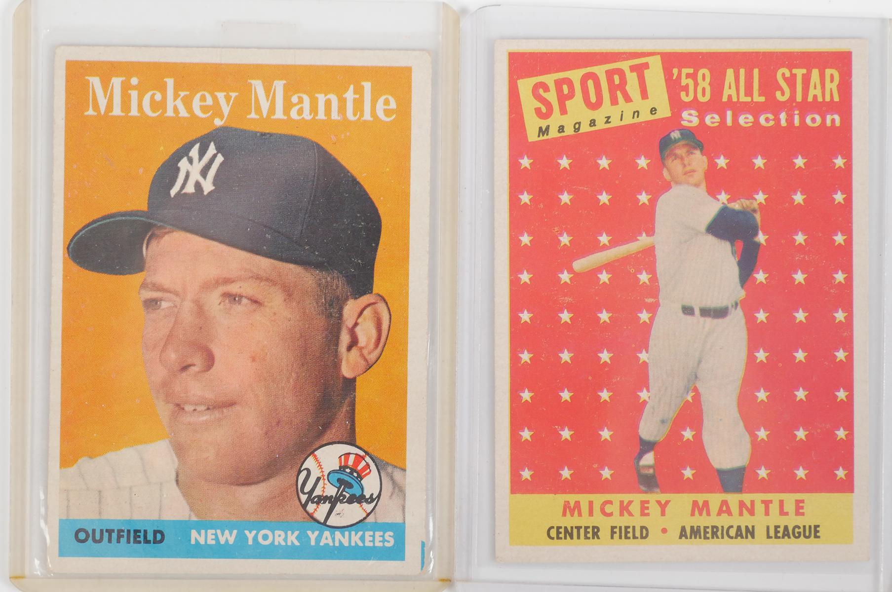 (2) 1958 Topps Mickey Mantle Baseball Cards