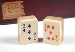 Antique Bone Mahjong Playing Card Tiles Set