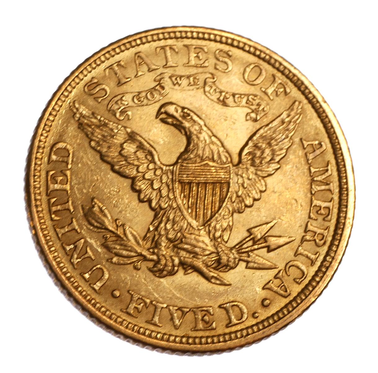 5 U.S. GOLD $5 Half Eagle Coins Liberty Head