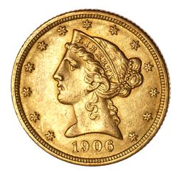 5 U.S. GOLD $5 Half Eagle Coins Liberty Head