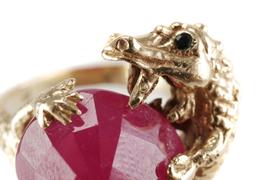 14k Gold Dragon Rose Cut Ruby Ring