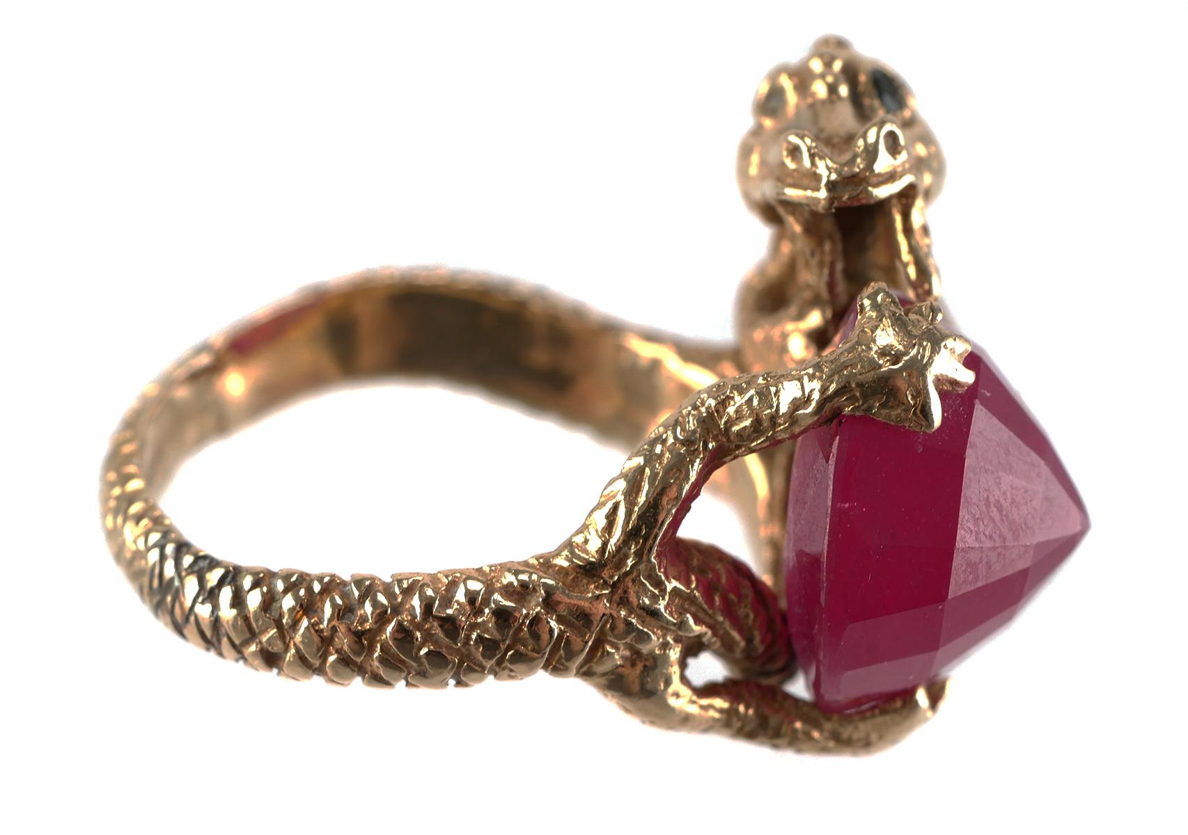 14k Gold Dragon Rose Cut Ruby Ring
