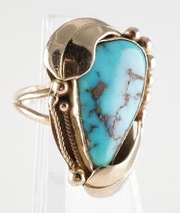 Southwest 14k Gold and Turquoise Ring