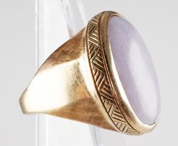 18K Gold and Lavender Jade Men's Ring