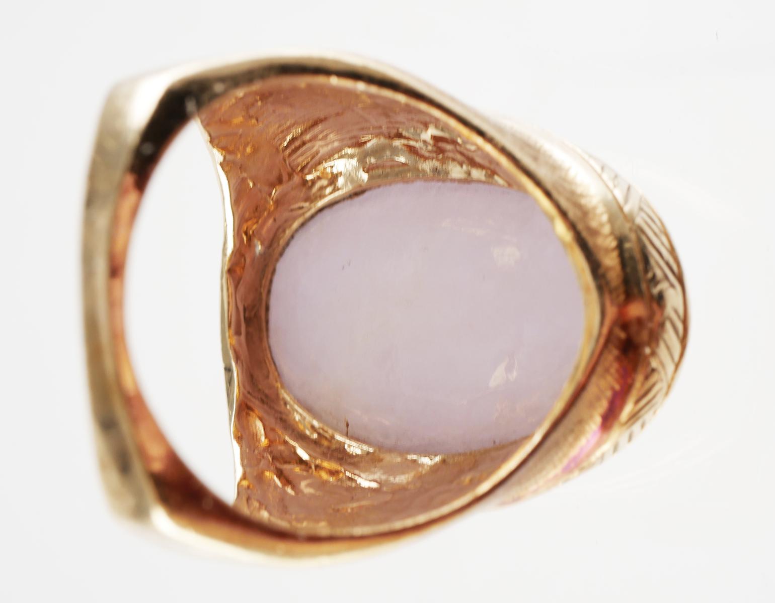 18K Gold and Lavender Jade Men's Ring