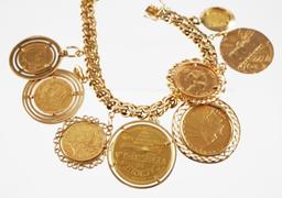 GOLD COINS Charm Bracelet 151 grams