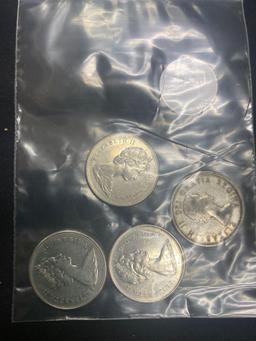 FOUR CANADIAN SILVER QUARTERS 1-1956, 3-1978