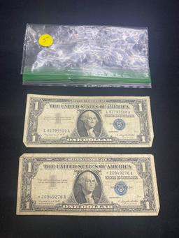 TWO 1957A $1 SILVER CERTIFICATES...(X2)