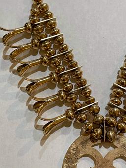 Solid 14K Gold Squash Blossom Old Pawn Necklace