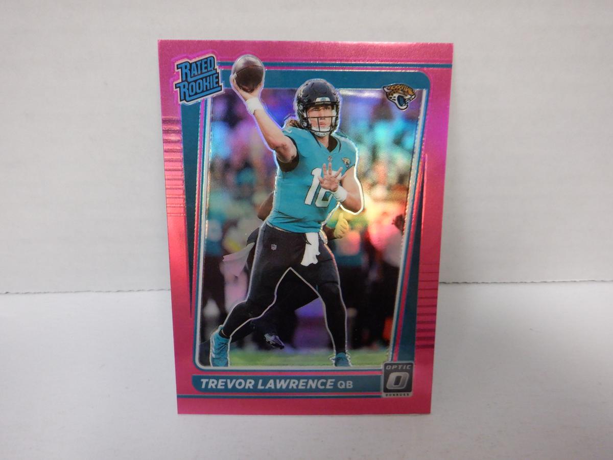 2021 PANINI DONRUSS OPTIC #201 TREVOR LAWRENCE RR PINK PRIZM IN MAGNETIC CASE