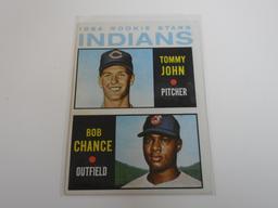 1964 TOPPS BASEBALL #164 TOMMY JOHN BOB CHANCE ROOKIE CARD INDIANS RC