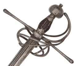 Unusual Swept Hilt Rapier with Long Backsword Blade and Spanish Bilbo Style Grip