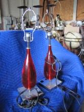 Pair of Ruby Red Lamps