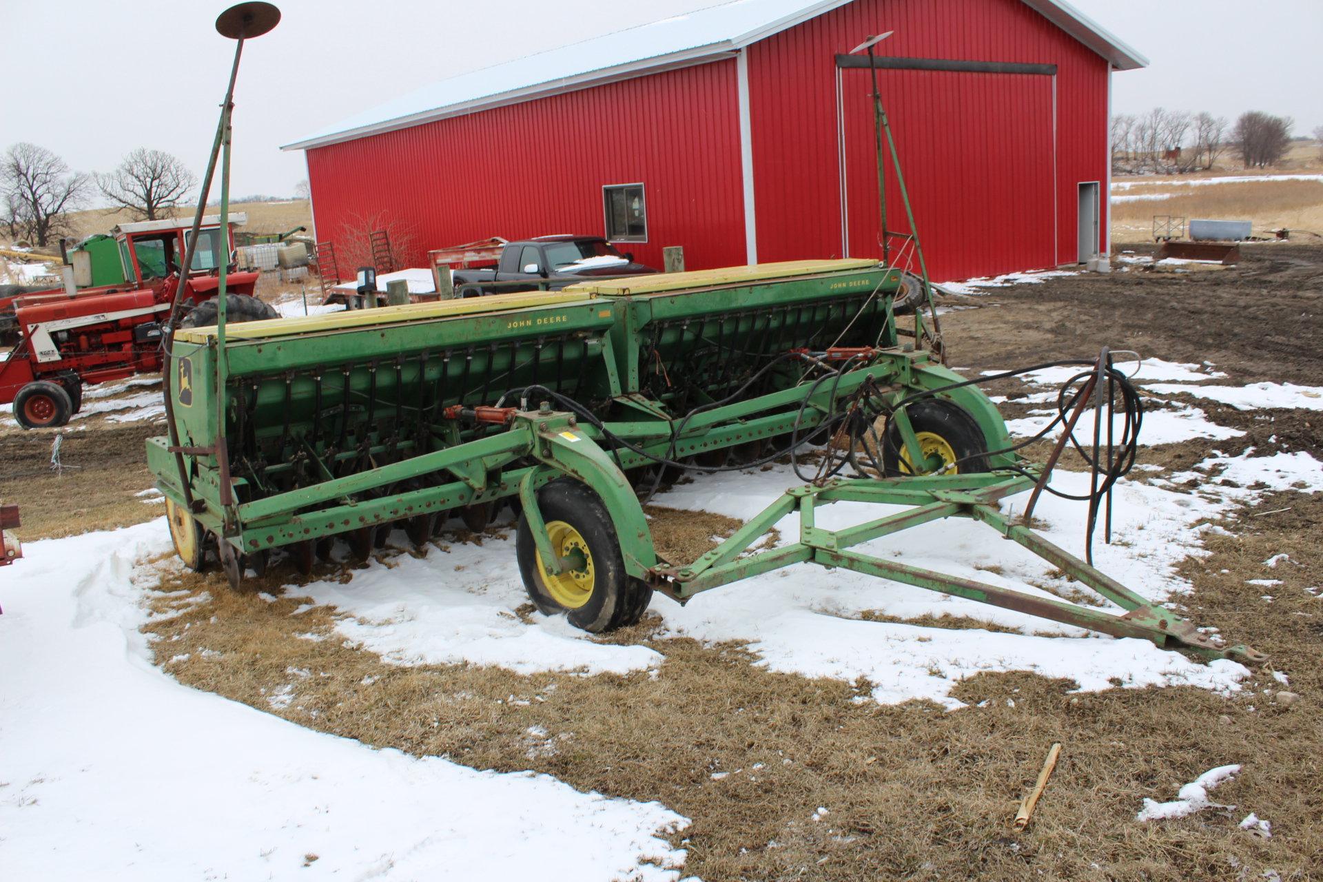 (2) 8' JD 9300 PRESS DRILLS WITH HITCH,