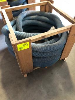 Max Force 3 insulation blower, (2) wood hose crates, with hose, electric co