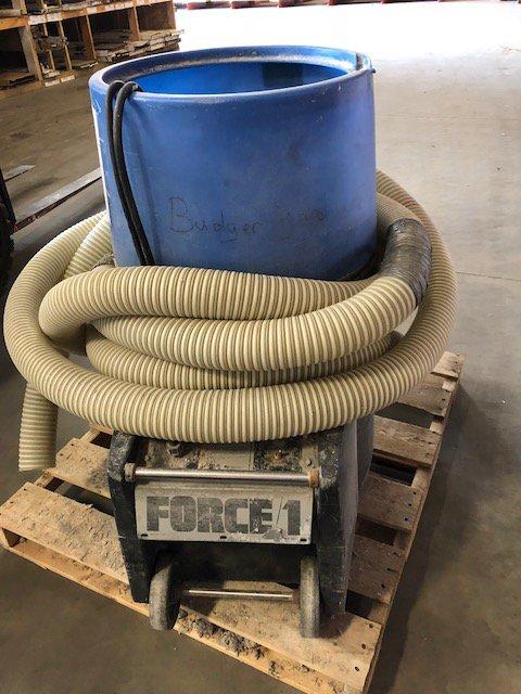 Max Force 1 insulation blower, wood hose crate, box of hose, with hose, ele