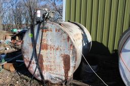 1000 GAL GASOLINE BARREL, GASBOY 110V PUMP