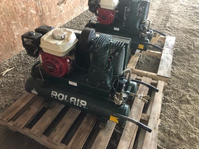 ROLAIR DOUBLE BARREL AIR COMPRESSOR  WITH HONDA GX160 GAS ENGINE, TAX,