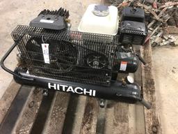 HITACHI DOUBLE BARREL AIR COMPRESSOR, HONDA GX160 GAS ENGINE,