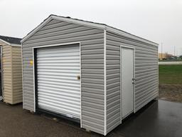 10' X 14' STORAGE SHED, 6' ROLL-UP DOOR