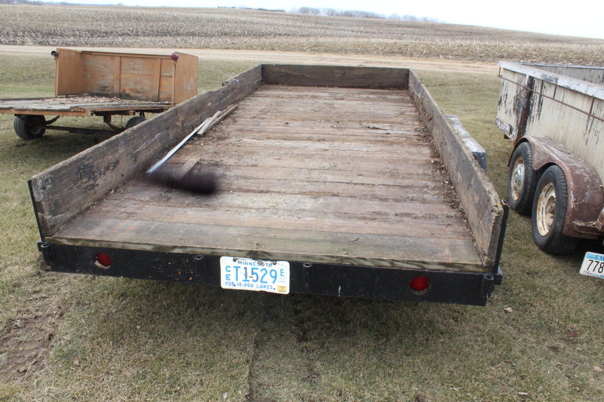 *** HOMEMADE 16' TANDEM AXLE TRAILER,