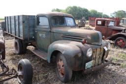 FORD SINGLE AXLE GRAIN TRUCK, 10' WOOD BOX,