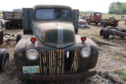 FORD SINGLE AXLE GRAIN TRUCK, 10' WOOD BOX,