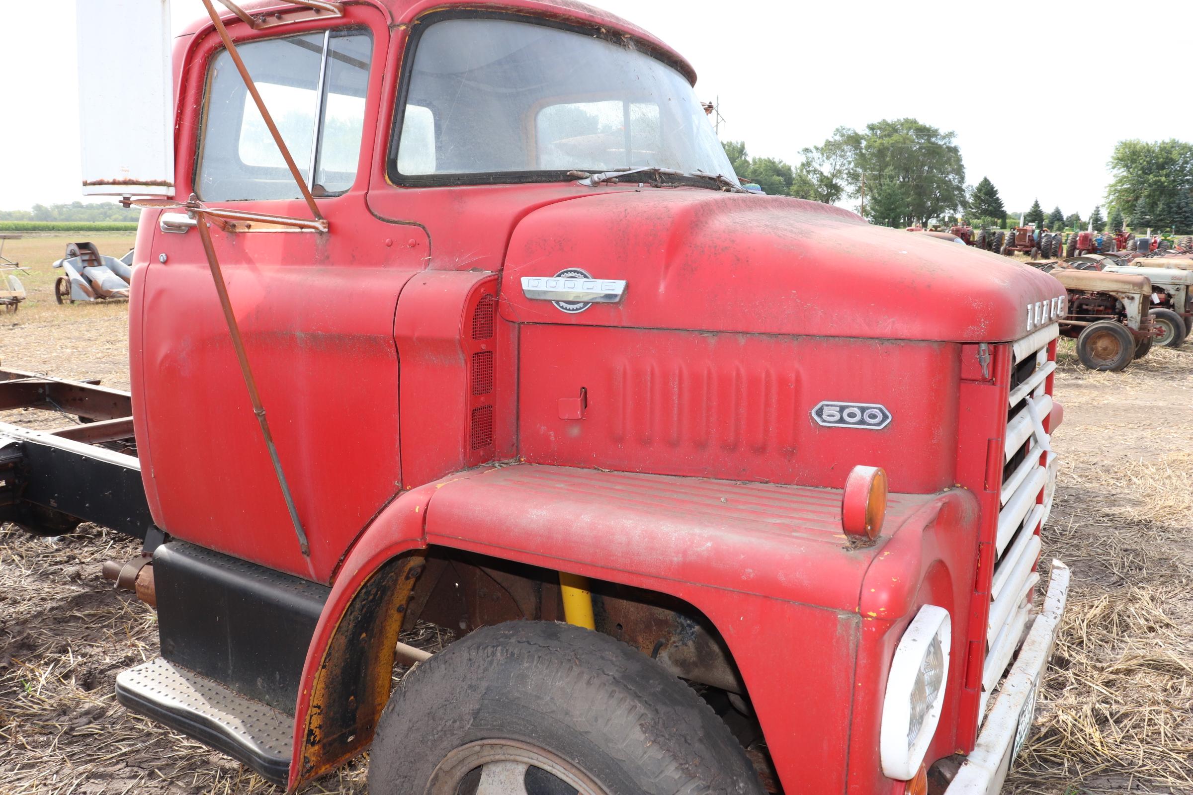 DODGE 500 SINGLE AXLE TRUCK, V-8, 4 SPEED TRANS,