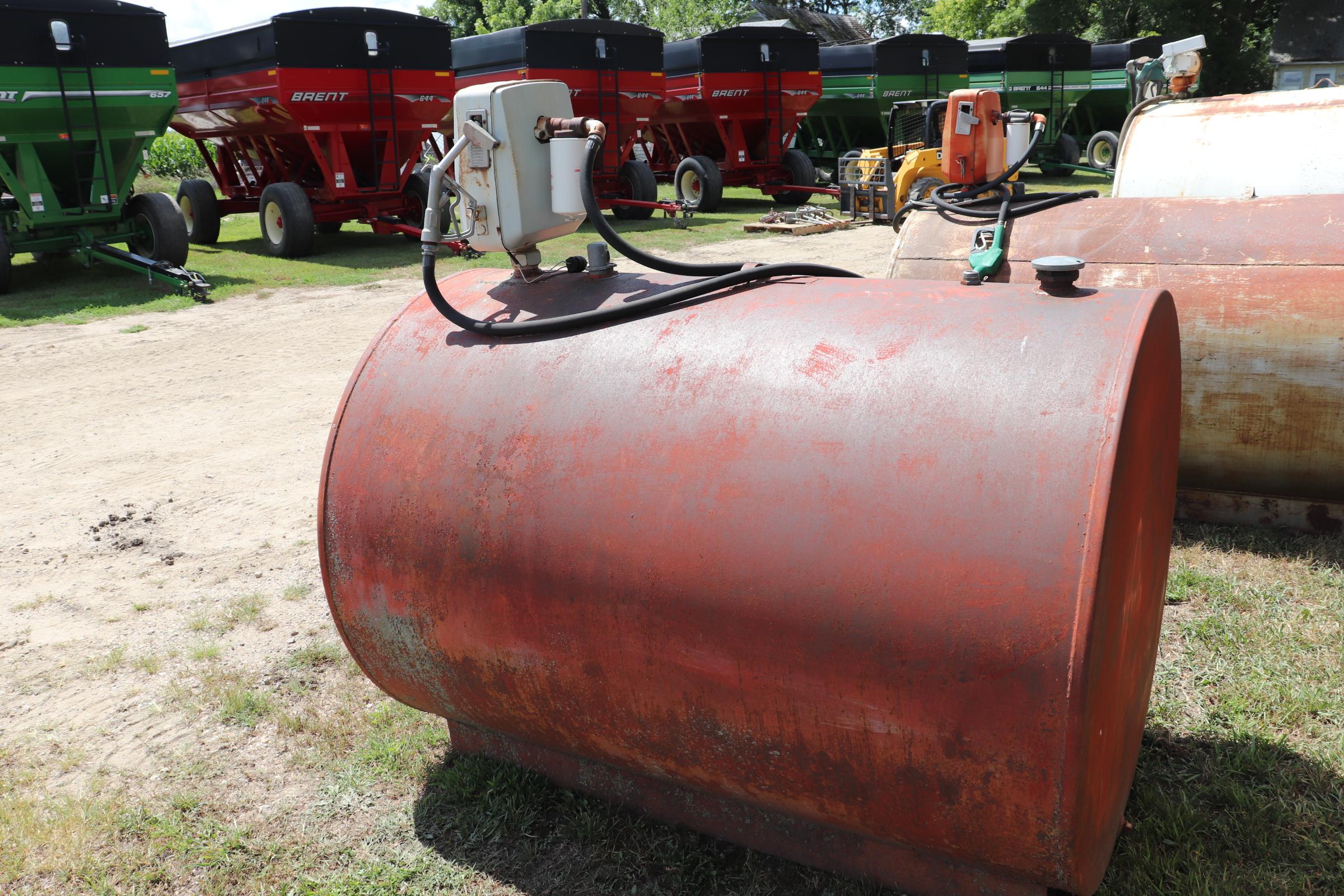 500 GALLON DIESEL BARREL, GASBOY 110 VOLT PUMP,