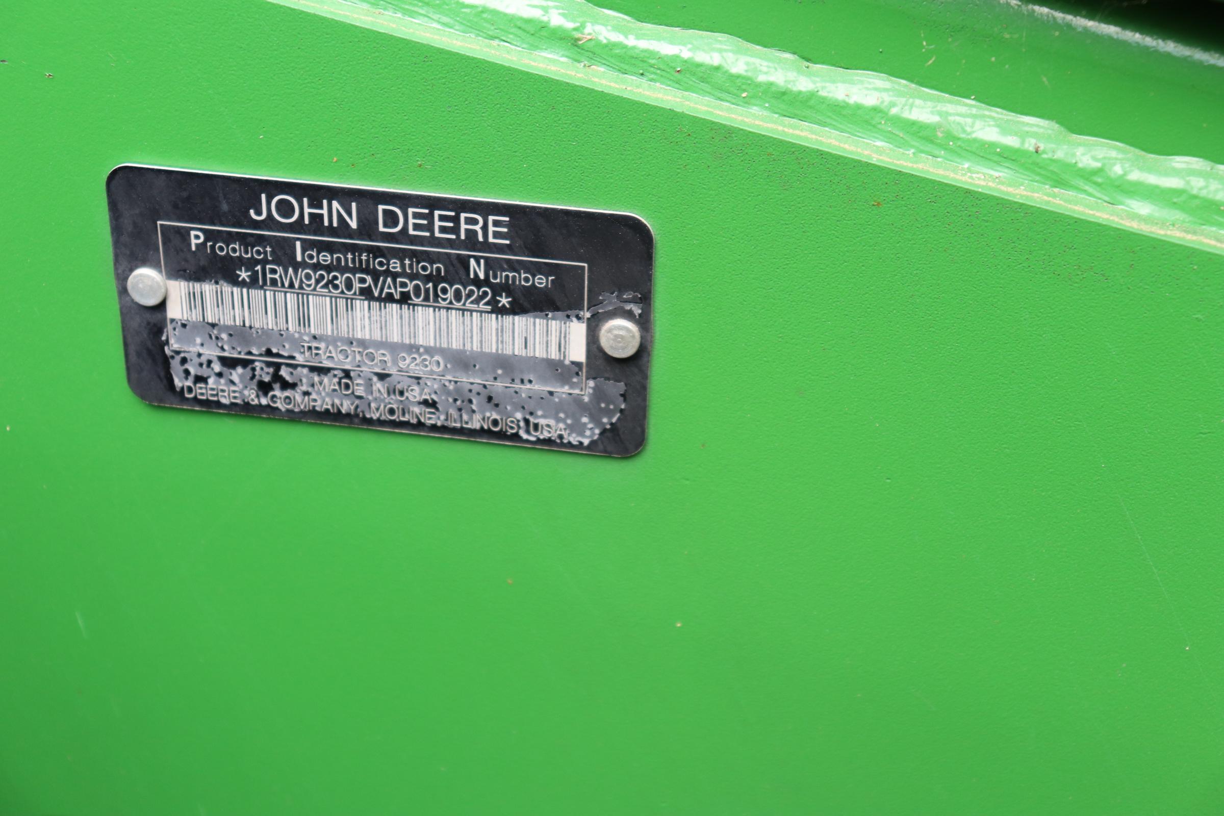 2010 JOHN DEERE 9230 4WD TRACTOR, 18 SPEED