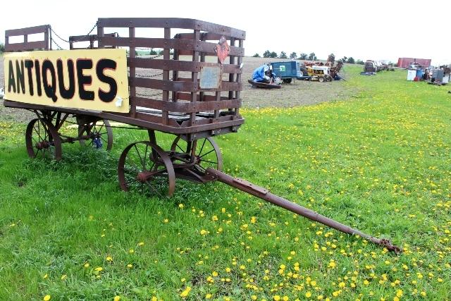 Antique Rail Road Luggage Wagon On Steel Wheels