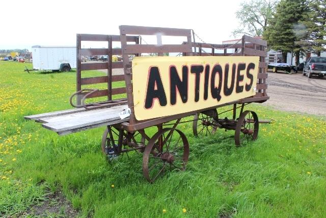 Antique Rail Road Luggage Wagon On Steel Wheels