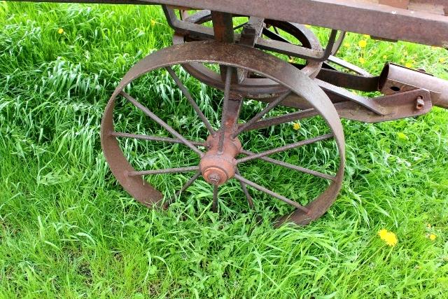 Antique Rail Road Luggage Wagon On Steel Wheels