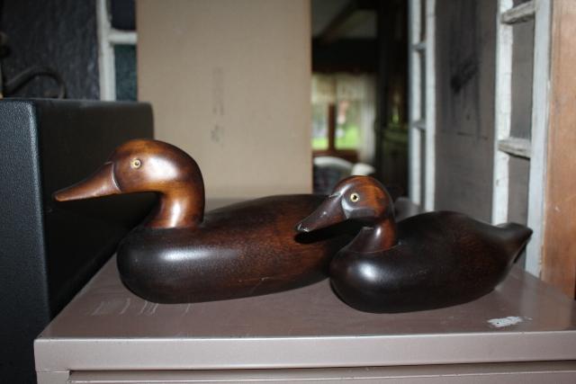 2-WOOD CARVED DECORATIVE DECOYS-16"L & 13"L