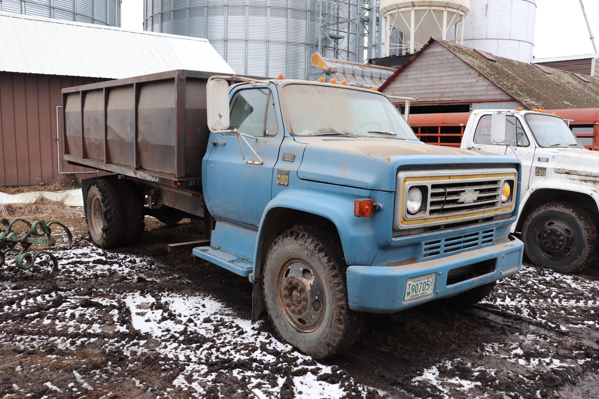 *** 1978 CHEVY C 60 SINGLE AXLE TRUCK, 14' STEEL BOX,