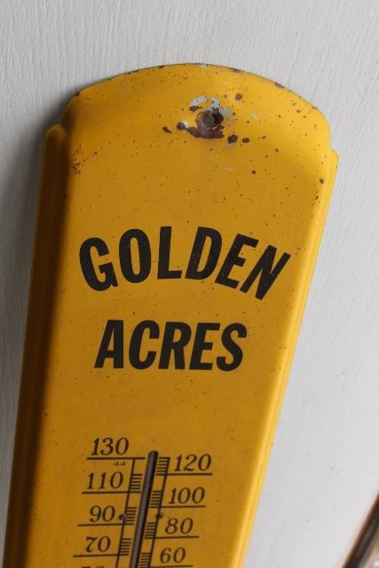 GOLDEN ACRES HYBRID SEEDS TIN THERMOMETER,