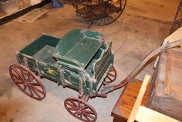 JOHN DEERE WOOD GOAT WAGON, HAS PAINT CHIPS,