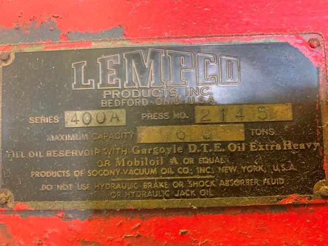 LEMPCO 400A HYD PRESS, 60 TON