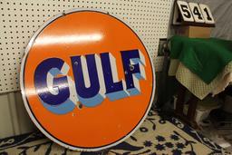30" ROUND DOUBLE SIDED PORCELAIN GULF SIGN