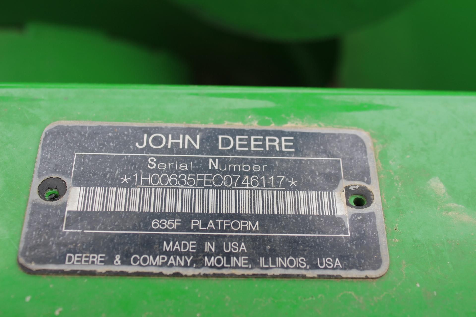 2012 JOHN DEERE 635F FLEXHEAD, CWS WIND BAR, F/A,
