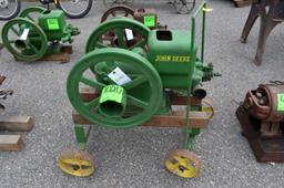 John Deere 1.5HP, Gas Engine, SN:244934, Spark Plug, Restored, On Cart,